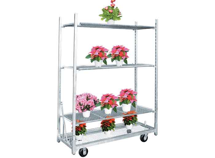 Wire Mesh Shelf Flower Trolley for Greenhouse