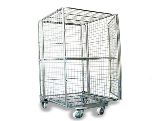 Folding Warehouse Nestable Steel Storage Metal Wire Mesh Roll Container