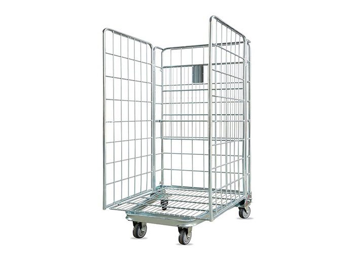 Roll Containers Galvanized Foldable Warehouse Rolling Cart Cage Trolley