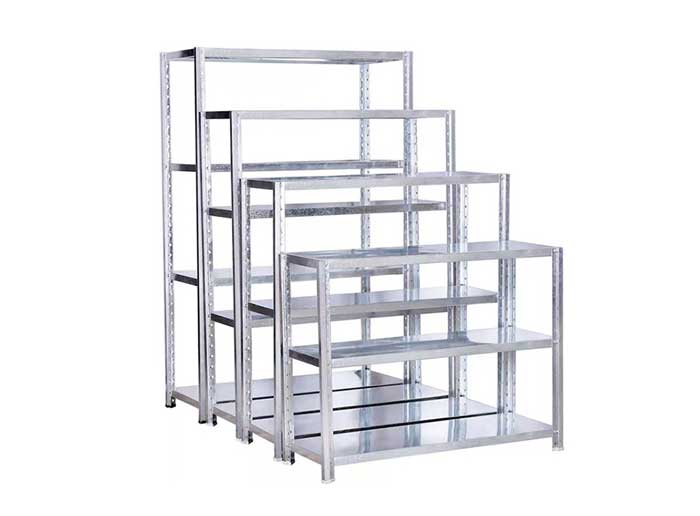 White galvanized angle steel rack